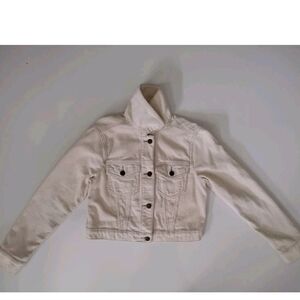 Hollister Corduroy Cropped Jacket Women's S Cream Button Front Long Sleeve